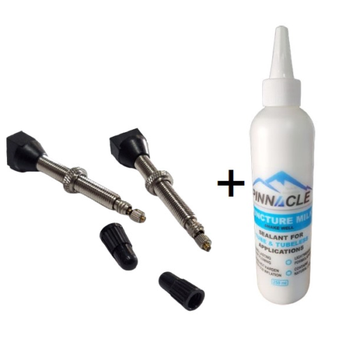 TUBELESS PRESTA VALVE WITH NYLON CAP - x2 VALVES PLUS 250ML SEALANT