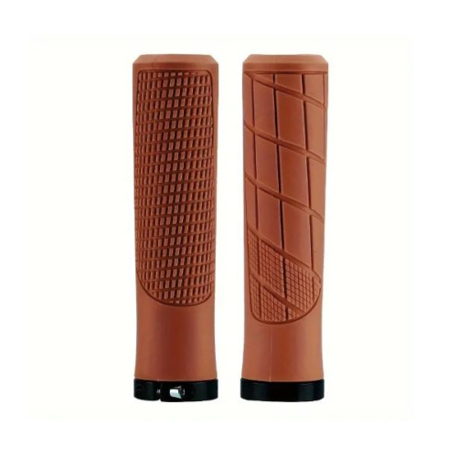 Rubber Lock-on Grips - Round Tapered - BROWN