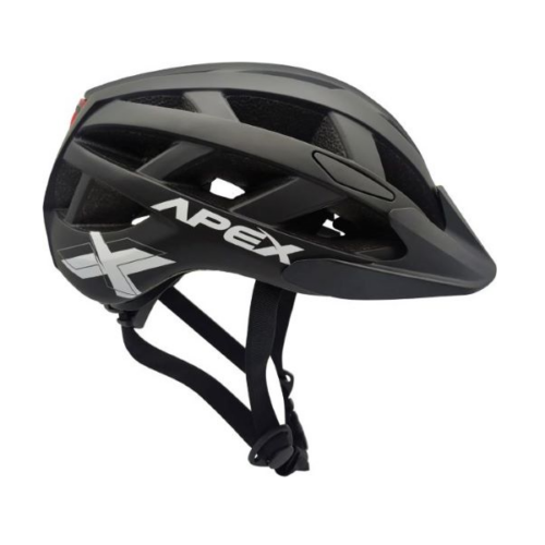 APEX Atom Helmet Adult Mtb - BLACK, LARGE